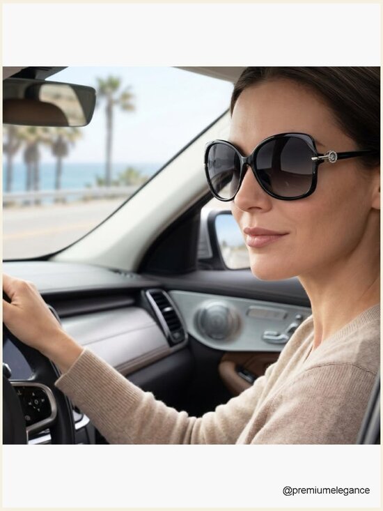 60mm Oversized Square Sunglasses with Crystal Decor, TR90 Frame UV400 Polarized main image 7